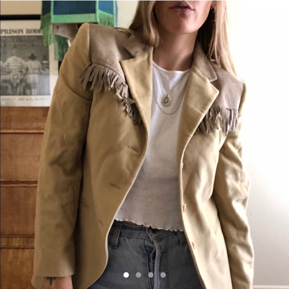 Suede and cashmere fringe jacket